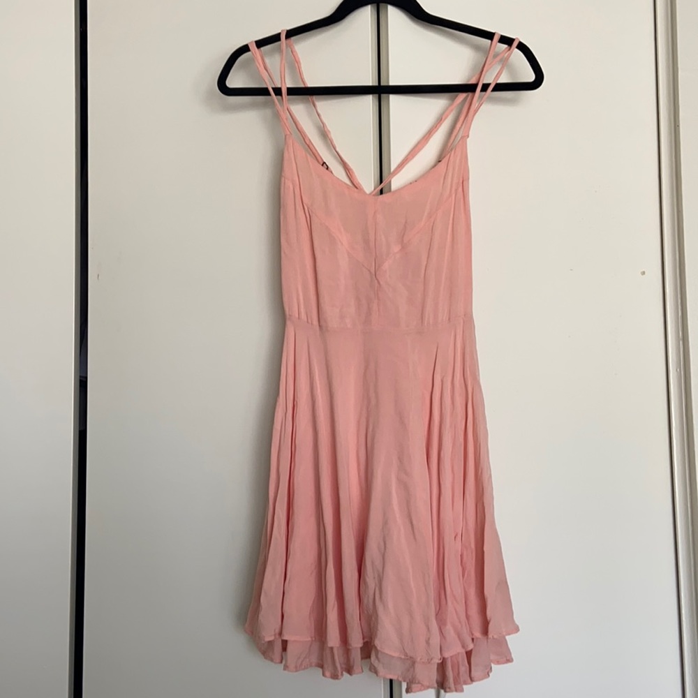 Kimchi Blue Fit+Flare Strappy Mini Dress Pink